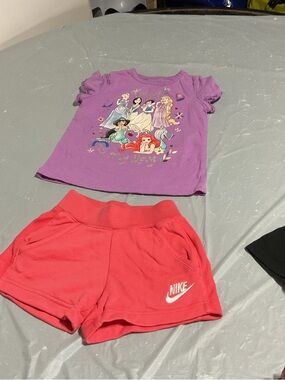 Nike Pink Athletic Shorts & Purple Princess Graphic Tee. 1023